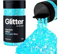 Hemway Mermaid Blue & Rose Gold Mix Glitter Shaker, 105g Mixed Size Glitter for Crafts Metallic Flake Sequins for Resin & Epoxy Crafts for Decorating, Halloween, Christmas, Nail, Face, Art