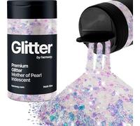 Hemway Mother of Pearl Iridescent Glitter Shaker, 120g Multi Size Glitter for Crafts Metallic Flake Sequins for Resin & Epoxy Crafts for Decorating, Halloween, Christmas, Nail, Face, Art