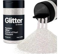 Hemway Mother of Pearl Iridescent Glitter Shaker, 130g Fine Glitter | for Resin & Epoxy Crafts for Decorating, Halloween, Christmas, Nail, Face, Art