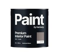 Hemway Mushroom Brown Paint 2.5 L, Indoor Matt Finish Wall Paint, Acrylic & Water-Based Emulsion, Quick Dry & High Coverage for the Kitchen, Bathroom & Bedroom Walls & Ceiling