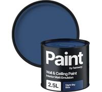 Hemway Night Sky Blue Paint 2.5 L, Indoor Matt Finish Wall Paint, Acrylic & Water-Based Emulsion, Quick Dry & High Coverage for the Kitchen, Bathroom & Bedroom Walls & Ceiling