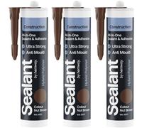 Hemway Nut Brown Construction Sealant & Adhesive 300Ml - 3 Pack