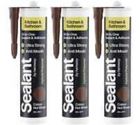 Hemway Nut Brown Kitchen & Bathroom Sealant & Adhesive 300Ml 3 Pack