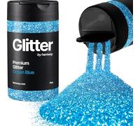 Hemway Ocean Blue Glitter Shaker, 130g Fine Glitter, Crafts 1/64" Metallic Flake Ocean Blue Sequins, Resin & Epoxy Crafts, Decorating, Halloween, Christmas, Nail, Face