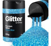 Hemway Ocean Blue Glitter Shaker, 200g Fine Glitter for Crafts Metallic Flake Sequins for Resin & Epoxy Crafts for Decorating, Halloween, Christmas, Nail, Face, Bunting, Art