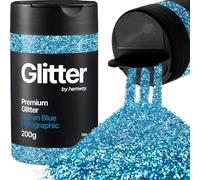 Hemway Ocean Blue Holographic Glitter Shaker, 200g Fine Glitter for Crafts Metallic Flake Sequins for Resin & Epoxy Crafts for Decorating, Halloween, Christmas, Nail, Face, Bunting, Art