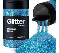 Hemway Ocean Blue Holographic Glitter Shaker, 220g Ultrafine Glitter for Crafts Metallic Flake Sequins for Resin & Epoxy Crafts for Decorating, Halloween, Christmas, Nail, Face, Bunting, Art