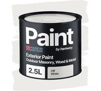 Hemway Off-White Exterior Paint 2.5L, Outdoor Matt Finish, Acrylic & Water-Based Emulsion, Quick Dry & High Coverage for Walls, Wood, Metal, Fence, Masonry Paint Exterior & Furniture