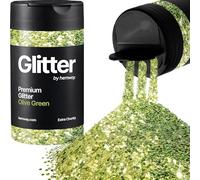 Hemway Olive Green Glitter Shaker, 130g Extra Chunky Glitter, Crafts 1/24" Metallic Flake Olive Green Sequins, Resin & Epoxy Crafts, Decorating, Halloween, Christmas, Nail, Face, Art