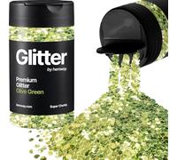 Hemway Olive Green Glitter Shaker, 130g Super Chunky Glitter, Crafts 1/8" Metallic Flake Olive Green Sequins, Resin & Epoxy Crafts, Decorating, Halloween, Christmas, Nail, Face, Art