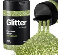 Hemway Olive Green Glitter Shaker, 200g Chunky Glitter for Crafts Metallic Flake Sequins for Resin & Epoxy Crafts for Decorating, Halloween, Christmas, Nail, Face, Bunting, Art