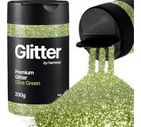 Hemway Olive Green Glitter Shaker, 200g Fine Glitter for Crafts Metallic Flake Sequins for Resin & Epoxy Crafts for Decorating, Halloween, Christmas, Nail, Face, Art