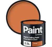 Hemway - Premium Interior Paint - Orange 2.5 L | Indoor Matt Finish, Acrylic & Water-Based Emulsion | Quick Dry & High Coverage for the Kitchen, Bathroom & Bedroom