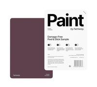 Hemway - Peel & Stick Sample for Our Chalk Based Furniture Matt Paint - Aubergine Purple | A5 Damage-Free, Accurate Colour Swatch | Test Our Chalky Matt Shabby Chic Finishes for Interior Decor
