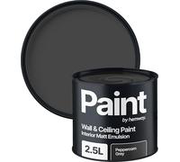Hemway Peppercorn Grey Paint 2.5 L, Indoor Matt Finish Wall Paint, Acrylic & Water-Based Emulsion, Quick Dry & High Coverage for the Kitchen, Bathroom & Bedroom Walls & Ceiling