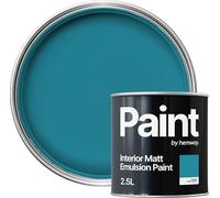 Hemway Persian Turquoise Paint 2.5 L, Indoor Matt Finish, One Coat, Wall Paint, Acrylic & Water-Based Emulsion, Quick Dry & High Coverage for the Kitchen, Bathroom & Bedroom Walls & Ceiling