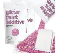 Hemway Pink Holographic Glitter Paint Additive 200g with 2X Buffing Pads for Adding Sparkle to Paints & Varnish | Paint Walls Sparkly Add to Emulsion, Acrylic or Lacquer Indoor