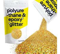 Hemway Polyurethane & Epoxy Glitter - Gold Holographic Fibre Strands | 100g Shaped Metallic Flake Sequins for Resin Crafts | Craft Supplies for Tumblers, Candles, Glass & Floor Art Decoration