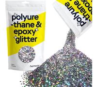 Hemway Polyurethane & Epoxy Glitter - Gun Metal Grey Holographic | 100g Extra Chunky Metallic Flake Sequins for Resin Crafts | Craft Supplies for Tumblers, Candles, Glass & Floor Art Decoration