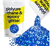 Hemway Polyurethane & Epoxy Glitter - Sapphire Blue Holographic | 100g Super Chunky Metallic Flake Sequins for Resin Crafts | Craft Supplies for Tumblers, Candles, Glass & Floor Art Decoration