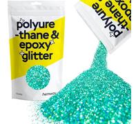 Hemway Polyurethane & Epoxy Glitter - Turquoise Blue Holographic | 100g Chunky Metallic Flake Sequins for Resin Crafts | Craft Supplies for Tumblers, Candles, Glass & Floor Art Decoration