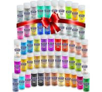 Hemway Polyurethane & Epoxy Resin Glitter Craft Box | 54 Craft Glitter Pots for Resin in 44 Colours, Fine Metallic Flakes Shaker Set for Arts & Crafts, Candles, Wax Melts | Assorted Colours
