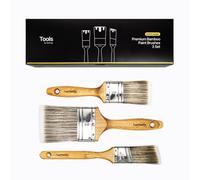 Hemway Premium Bamboo Paint Brush Set (Pack Of 3), Cutting In & Flat Brushes For Painting Emulsion, Varnish, Wax Stains Furniture