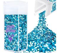 Hemway Premium Craft Glitter Shaker - Ocean Blue Holographic | 110g Super Chunky Metallic Flake Sequins for Resin & Epoxy Crafts | Craft Supplies for Festival, Tumblers, Body, Face, Eye & Nail Art