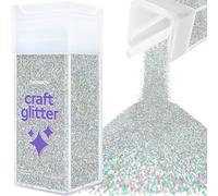 Hemway Premium Craft Glitter Shaker - Silver Holographic | 130g Microfine Metallic Flake Sequins for Resin & Epoxy Crafts | Craft Supplies for Festival, Tumblers, Body, Face, Eye & Nail Art