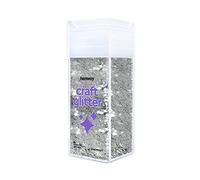 Hemway Premium Craft Glitter Shaker - Silver Stars | 110g Shaped Metallic Flake Sequins for Resin & Epoxy Crafts | Craft Supplies for Festival, Tumblers, Body, Face, Eye & Nail Art