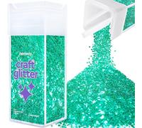 Hemway Premium Craft Glitter Shaker - Turquoise Blue Holographic | 130g Extra Chunky Metallic Flake Sequins for Resin & Epoxy Crafts | Craft Supplies for Festival, Tumblers, Body, Face & Nail Art