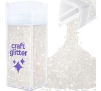 Hemway Premium Craft Glitter Shaker - White Iridescent | 110g Super Chunky Metallic Flake Sequins for Resin & Epoxy Crafts | Halloween Craft Supplies for Face, Eye & Nail Art, Mask Decorating