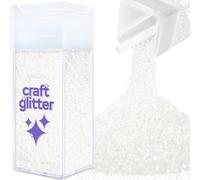 Hemway Premium Craft Glitter Shaker - White Iridescent | 130g Chunky Metallic Flake Sequins for Resin & Epoxy Crafts | Craft Supplies for Festival, Tumblers, Body, Face, Eye & Nail Art