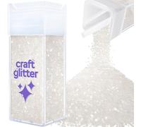 Hemway Premium Craft Glitter Shaker - White Iridescent | 130g Extra Chunky Metallic Flake Sequins for Resin & Epoxy Crafts | Craft Supplies for Festival, Tumblers, Body, Face, Eye & Nail Art