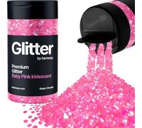 Hemway Premium Glitter Shaker - Baby Pink Iridescent | 115g Super Chunky Metallic Flake Sequins for Resin & Epoxy Crafts | Craft Supplies for Tumblers, Festival, Hair, Face, Body, Eye & Nail Art