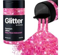 Hemway Premium Glitter Shaker - Baby Pink Iridescent | 120g Multi Size Metallic Flake Sequins for Resin & Epoxy Crafts | Craft Supplies for Tumblers, Festival, Hair, Face, Body, Eye & Nail Art