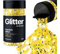 Hemway Premium Glitter Shaker - Bright Gold Black Tiger Mix | 105g Mixed Size Metallic Flake Sequins for Resin & Epoxy Crafts | Craft Supplies for Tumblers, Festival, Hair, Face, Body & Nail Art