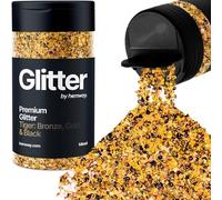 Hemway Premium Glitter Shaker - Bronze Brown Gold Black Tiger | 105g Mixed Size Metallic Flake Sequins for Resin & Epoxy Crafts | Craft Supplies for Tumblers, Festival, Hair, Face, Body & Nail Art