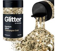 Hemway Premium Glitter Shaker - Champagne Gold | 120g Multi Size Metallic Flake Sequins for Resin & Epoxy Crafts | Craft Supplies for Tumblers, Festival, Hair, Face, Body, Eye & Nail Art