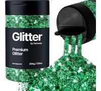 Hemway Premium Glitter Shaker - Emerald Green | 205g Multi Size Metallic Flake Sequins for Resin & Epoxy Crafts | Craft Supplies for Tumblers, Festival, Hair, Face, Body, Eye & Nail Art