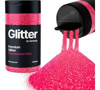 Hemway Premium Glitter Shaker - Fluorescent Pink | 130g Ultrafine Metallic Flake Sequins for Resin & Epoxy Crafts | Craft Supplies for Tumblers, Festival, Hair, Face, Body, Eye & Nail Art