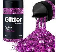 Hemway Premium Glitter Shaker - Fuchsia Pink | 120g Multi Size Metallic Flake Sequins for Resin & Epoxy Crafts | Craft Supplies for Tumblers, Festival, Hair, Face, Body, Eye & Nail Art