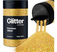 Hemway Premium Glitter Shaker - Gold Holographic | 200g Ultrafine Metallic Flake Sequins for Resin & Epoxy Crafts | Craft Supplies for Tumblers, Festival, Hair, Face, Body, Eye & Nail Art