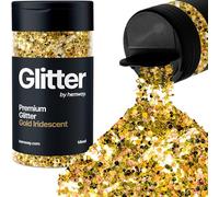 Hemway Premium Glitter Shaker - Gold Iridescent Mix | 105g Mixed Size Metallic Flake Sequins for Resin & Epoxy Crafts | Craft Supplies for Tumblers, Festival, Hair, Face, Body, Eye & Nail Art