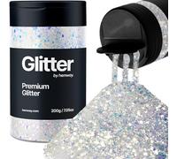 Hemway Premium Glitter Shaker - Mother of Pearl | 210g Multi Size Metallic Flake Sequins for Resin & Epoxy Crafts | Craft Supplies for Tumblers, Festival, Hair, Face, Body, Eye & Nail Art