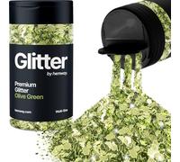 Hemway Premium Glitter Shaker - Olive Green | 120g Multi Size Metallic Flake Sequins for Resin & Epoxy Crafts | Craft Supplies for Tumblers, Festival, Hair, Face, Body, Eye & Nail Art