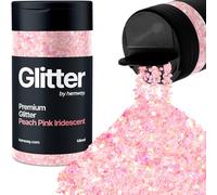Hemway Premium Glitter Shaker - Peach Pink Iridescent Mix | 105g Mixed Size Metallic Flake Sequins for Resin & Epoxy Crafts | Craft Supplies for Tumblers, Festival, Hair, Face, Body & Nail Art