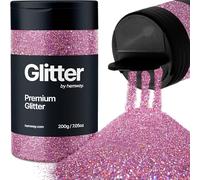 Hemway Premium Glitter Shaker - Pink Holographic | 210g Ultrafine Metallic Flake Sequins for Resin & Epoxy Crafts | Craft Supplies for Tumblers, Festival, Hair, Face, Body, Eye & Nail Art