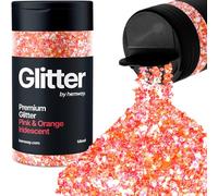 Hemway Premium Glitter Shaker - Pink Orange Iridescent Mix | 105g Mixed Size Metallic Flake Sequins for Resin & Epoxy Crafts | Craft Supplies for Tumblers, Festival, Hair, Face, Body & Nail Art