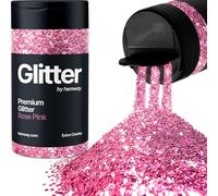 Hemway Premium Glitter Shaker - Rose Pink | 115g Extra Chunky Metallic Flake Sequins for Resin & Epoxy Crafts | Craft Supplies for Tumblers, Festival, Hair, Face, Body, Eye & Nail Art